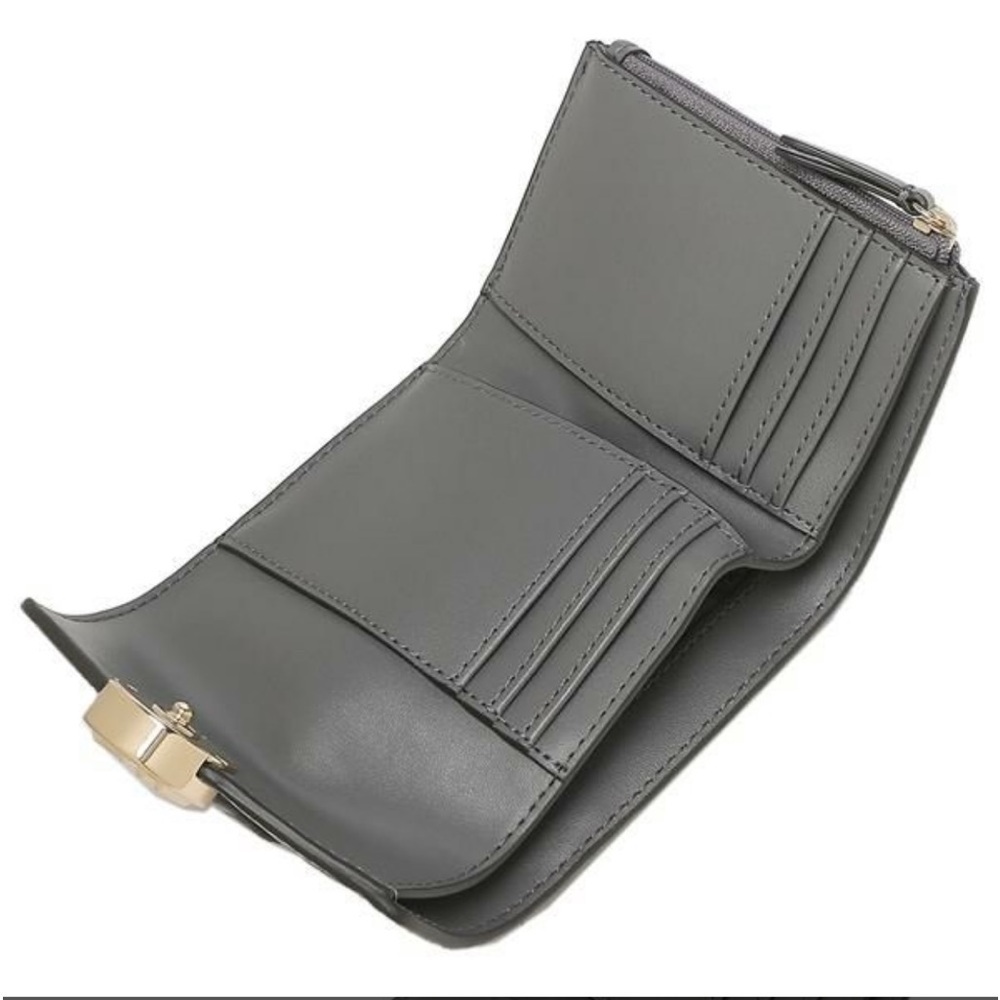 MICHAEL KORS CARMEN MEDIUM FLAP BIFOLD WALLET HEATHER GREY MULTI - Picture 11 of 14